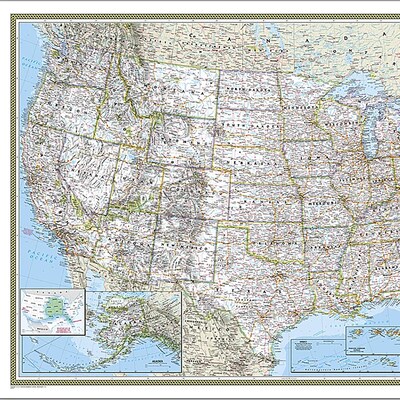 National Geographic United States Classic Map, Laminated, 43.5 x 30.5 (NGMRE00620411)