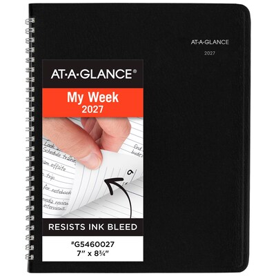 2027 AT-A-GLANCE DayMinder Executive 7 x 8.75 Weekly & Monthly Planner, Faux Leather Cover, Black (G546-00-27)