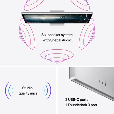 Apple Studio Display 27" 5K UHD Retina IPS 60Hz Monitor, Built-In Speaker, Silver (MYJL3LL/A)