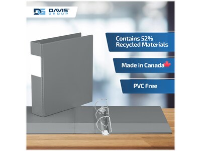 Davis Group Premium Economy 2" 3-Ring Non-View Binders, D-Ring, Gray, 6/Pack (2304-07-06)