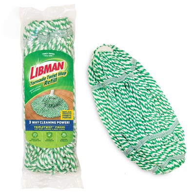 Libman Tornado Twist Mop Head, #16, White/Green, 4/Carton (2031)
