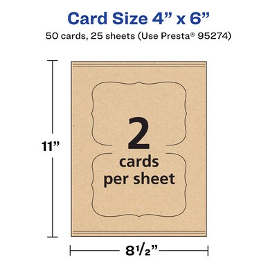 Avery Integrated Cards, 4" x 6", Matte Kraft Brown, 50/Pack (95274)