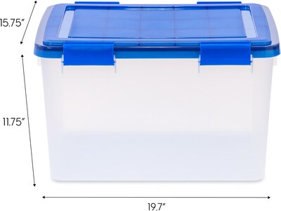 Iris WeatherPro 55.7 Qt. Latch Lid Storage Bin, Clear/Blue (500201)