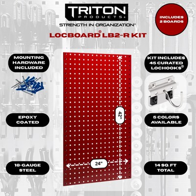Triton Products LocBoard Pegboards with 63 pc. LocHook Assortment (LB2-RKit)