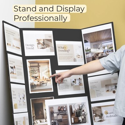 Bazic Tri-Fold Presentation Board, 36" x 48", Paper, Black, 24/Carton (BAZ5034)