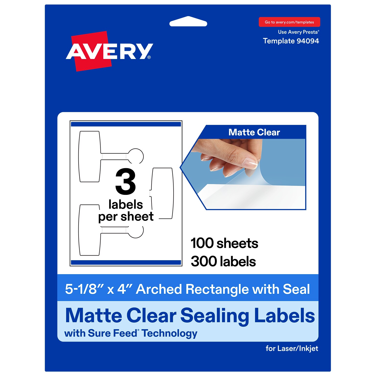Avery Laser/Inkjet Sealing Labels, 5-1/8 x 4, Clear, 300 Labels/Box (19479370695)