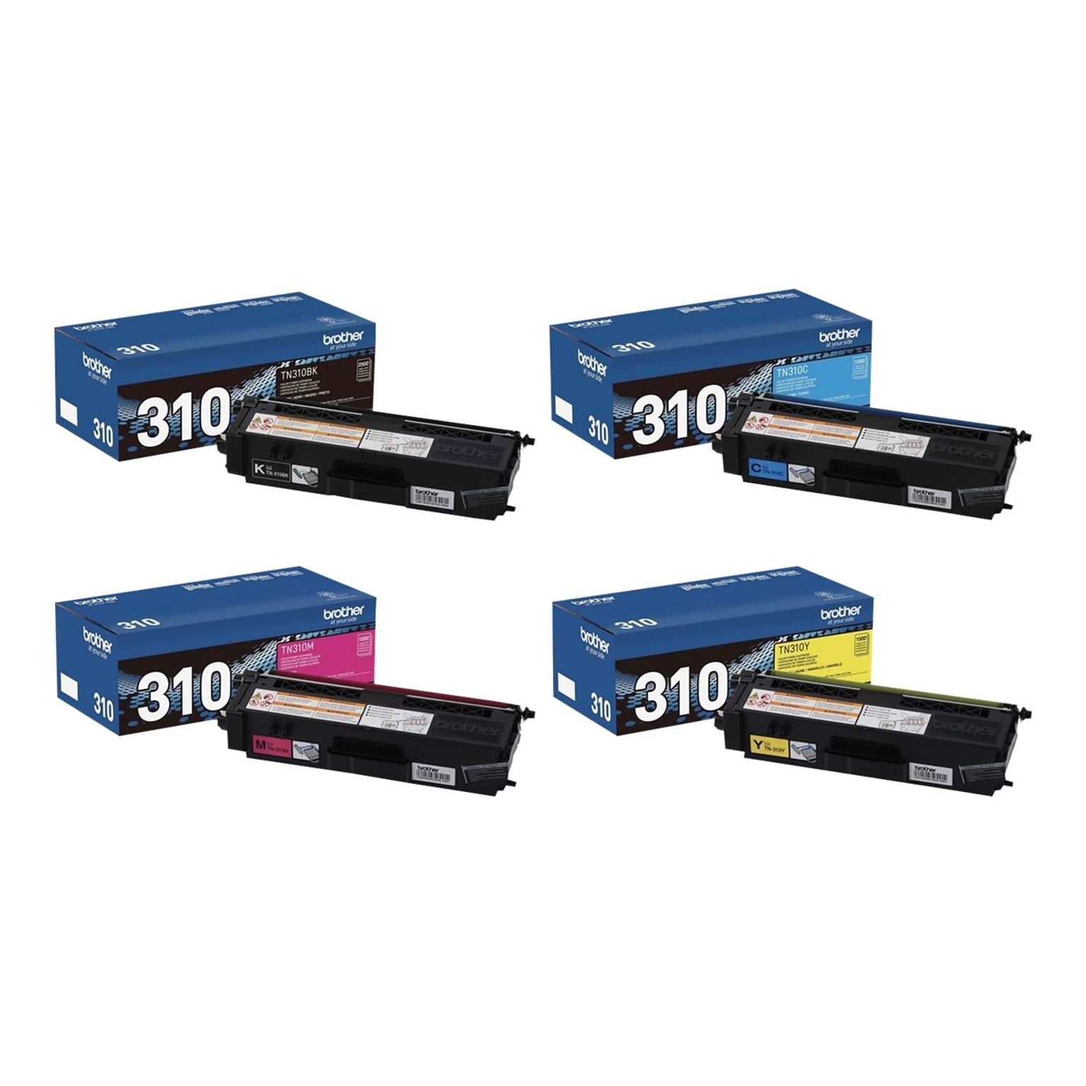 Brother TN-310 Black/Cyan/Magenta/Yellow Standard Yield Toner Cartridges, 4/Pack (TN310SET-STP)