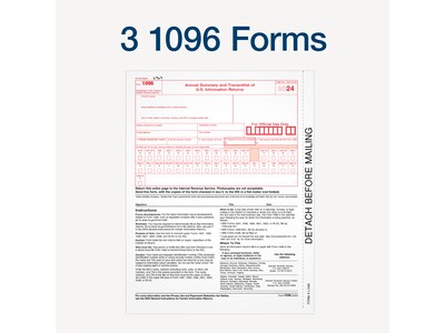Adams 2024 1099-NEC Tax Form with Self-Seal Envelope, 4-Part, 3-Up, Copy A, 1, B, 2, 12/Pack (STAX512NEC-24)