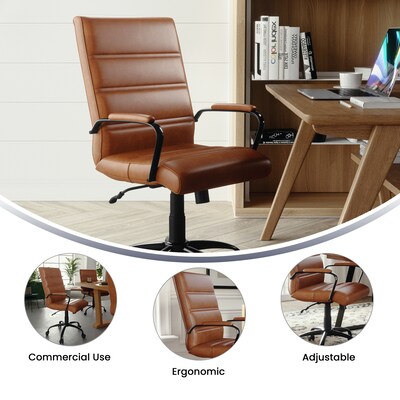 Flash Furniture Whitney Ergonomic LeatherSoft Swivel Mid-Back Executive Office Chair, Brown/Black (GO2286MBRBK)