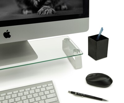 Mount-It! Monitor Stand, Clear/Silver (MI-7262-DS)