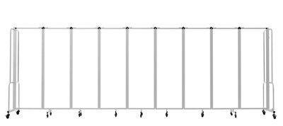 National Public Seating Robo Series 9-Panel Folding Mobile Room Divider, 72"H x 210"W, Clear Acrylic (RDG6-9CA)