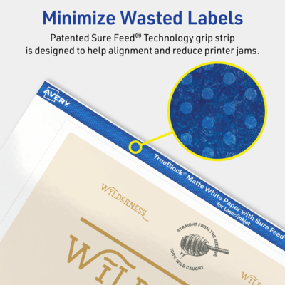 Avery TrueBlock Laser/Inkjet Rectangle Multipurpose Labels, 5" x 7", White, 20/Pack (94258)