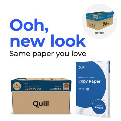 Quill Brand® 11" x 17" Copy Paper, 20 lbs., 92 Brightness, 500 Sheets/Ream, 5 Reams/Carton (7201117CT)