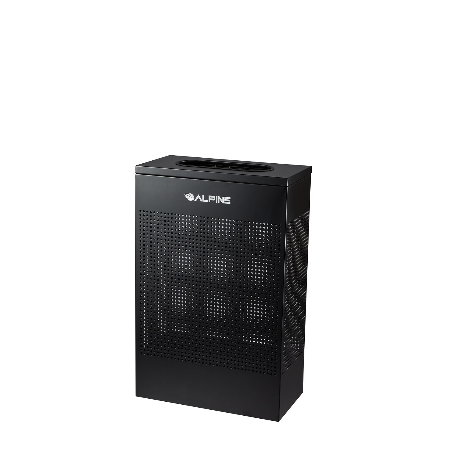 Alpine Industries Stainless Steel Trash Can, 13 Gallon, Black (ALP438-13-BLK)