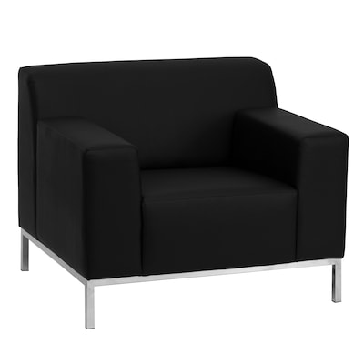 Flash Furniture HERCULES Definity Contemporary Leather Chair With Stainless Steel Frame, Black