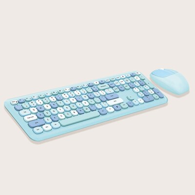 SaharaCase Wireless Ergonomic Keyboard and Laser Mouse Combo, Aqua (KB3)