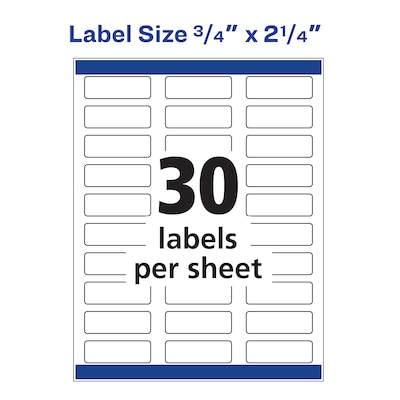 Avery Sure Feed Inkjet Return Address Labels, 3/4" x 2-1/4", 30 Labels/Sheet, 20 Sheets/Pack (8257)