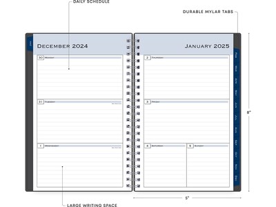 2025 Blue Sky Passages 5.88" x 8.63" Weekly & Monthly Planner, Plastic Cover, Charcoal Gray (100010-25)