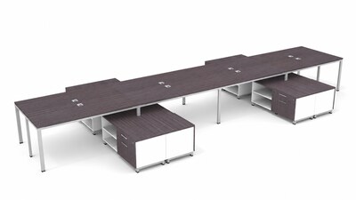 Boss Office Products Simple System 60W Desk with Storage Cabinet, Driftwood, 8/Set (SGSD026-101)