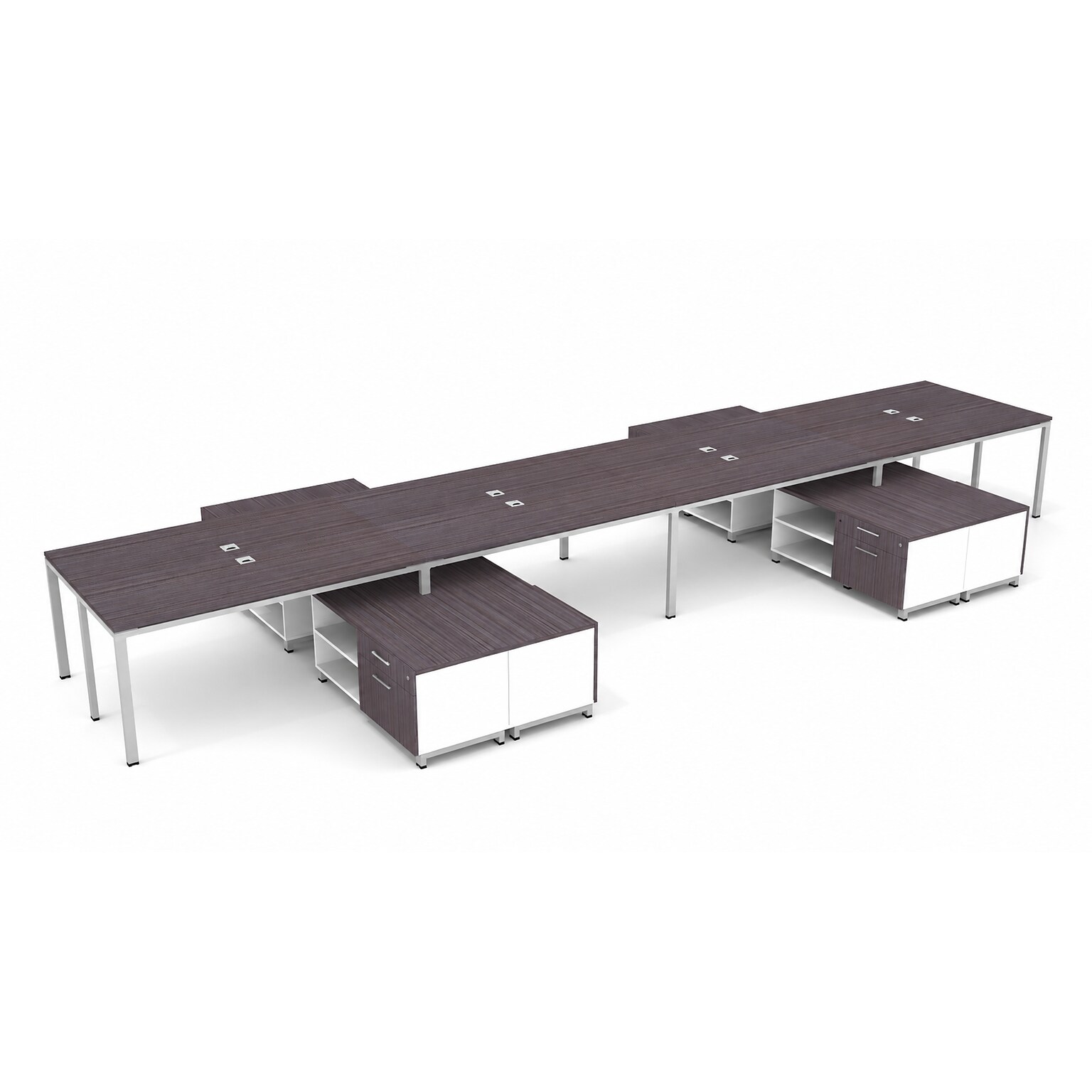 Boss Office Products Simple System 60W Desk with Storage Cabinet, Driftwood, 8/Set (SGSD026-101)