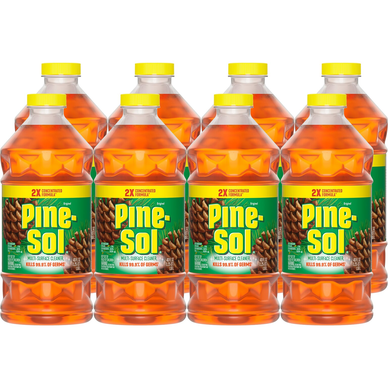 Pine-Sol Disinfecting Multi-Surface Cleaner, Original Pine, 40 Fl. Oz., 8/Carton (60164CT)