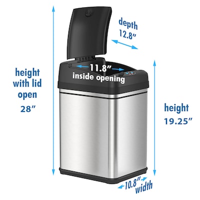 iTouchless Stainless Steel Sensor Trash Can with Locking Lid and AbsorbX Odor Control, Silver, 8 gal. (DZT08PL)