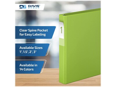 Davis Group Premium Economy 1" 3-Ring Non-View Binders, D-Ring, Lime Green, 6/Pack (2301-24-06)