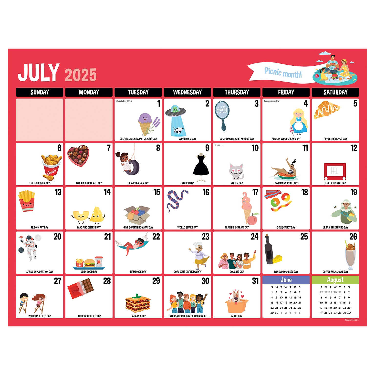 2025-2026 TF Publishing Every Days A Holiday 22 x 17 Academic Monthly Desk Pad Calendar, Multicolored (AY26-8200)