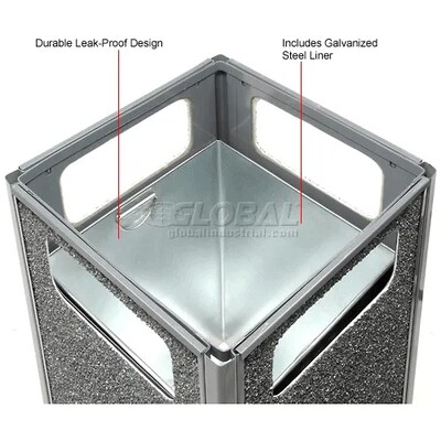 Global Industrial Stone Panel Trash Sand Urn, 12 Gallon Capacity, 13-1/2"W x 13-1/2"D x 32"H, Gray (239577GY)