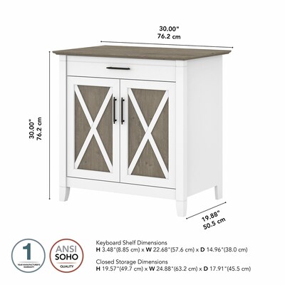 Bush Furniture Key West 30" Secretary Desk, Shiplap Gray/Pure White (KWS132G2W-03)