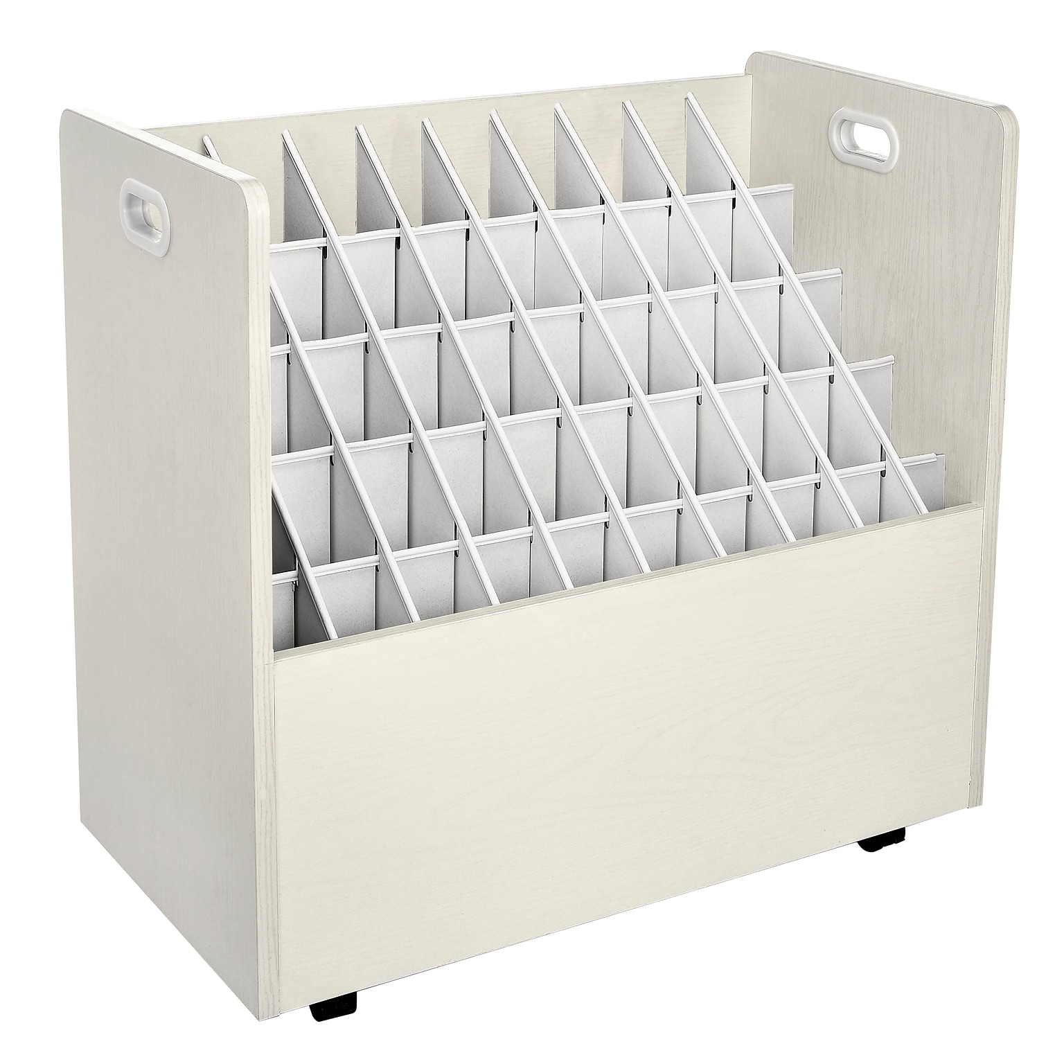 AdirOffice 50-Slot Mobile Roll File, Lockable, 28.5H x 30W x 15.75D, White (626-WHI-KIT1)
