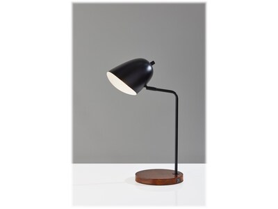 Simplee Adesso Jude Desk Lamp, 19.5", Black Metal/Walnut (SL4918-01)