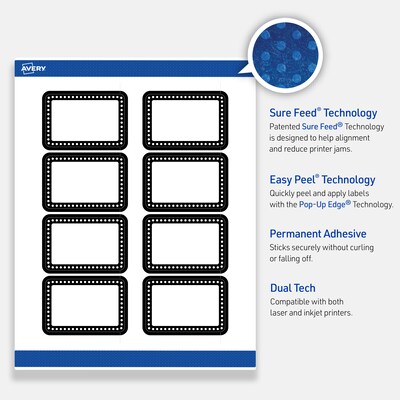 Avery Laser/Inkjet Rectangle Multipurpose Labels, 2" x 3", White, 80/Pack (S00DKM)