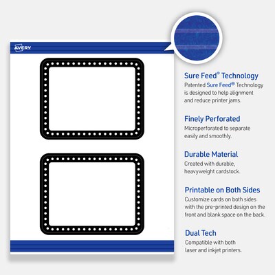 Avery Black and White Polka Dots Matte Blank Card, White, 20/Pack (S00-DKS)