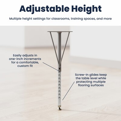 Flash Furniture Wren Rectangular Activity Table, 72" x 30", Height Adjustable, Gray Top/Silver Frame (XUA3072RECGTP)