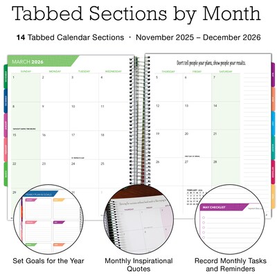 2026 Global Printed Products Rainbow Floral 8.5" x 11" Weekly & Monthly Planner, Paperboard Cover (NRY26-DCY-53)