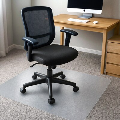 Floortex Cleartex TrYlok Carpet Chair Mat, 46" x 59", Designed for Low-Pile Carpet, Clear Vinyl (NRCMFLVT0006)