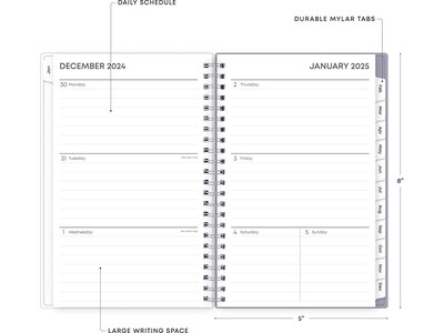 2025 Blue Sky Rue Du Flore 5" x 8" Weekly & Monthly Planner, Plastic Cover, Green/Purple (101603-25)