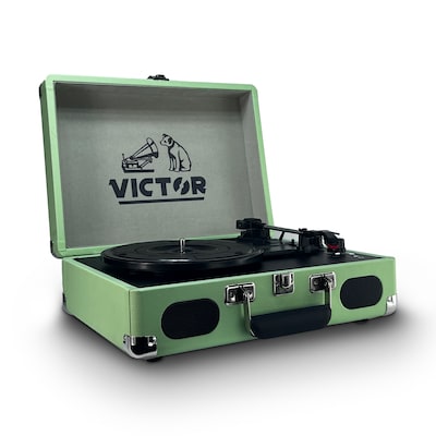 Victor Metro Plus Bluetooth Suitcase Turntable 3-Speed Vinyl Record Player with Speakers, Mint