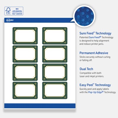 Avery Rectangle Multipurpose Labels, 2" x 3", White, 80/Pack (19479370390)