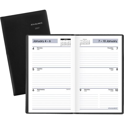 2027 AT-A-GLANCE DayMinder 3.5 x 6 Weekly Planner, Plastic Cover, Black (SK48-00-27)