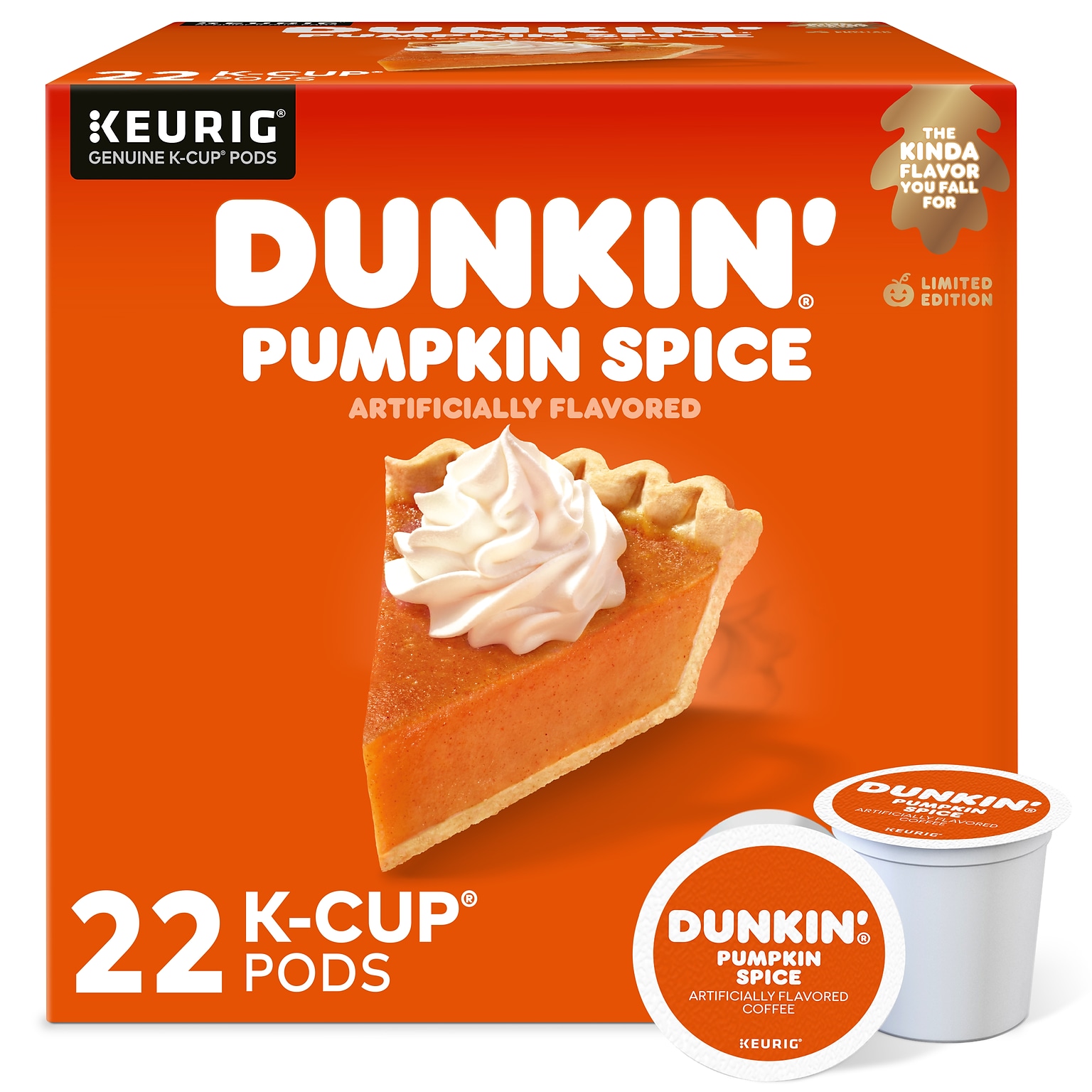 Dunkin Pumpkin Spice Coffee Keurig® K-Cup® Pods, Light Roast, 22/Box (5000202812)