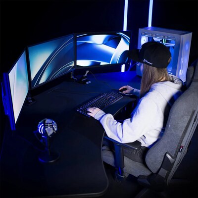 Arozzi Arena Angelo Corner Gaming Desk, Gunmetal (ARENAANGELOGMM)