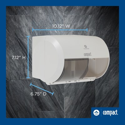 Georgia-Pacific Compact 2-Roll Side-by-Side Coreless Toilet Paper Dispenser, White (56797A)