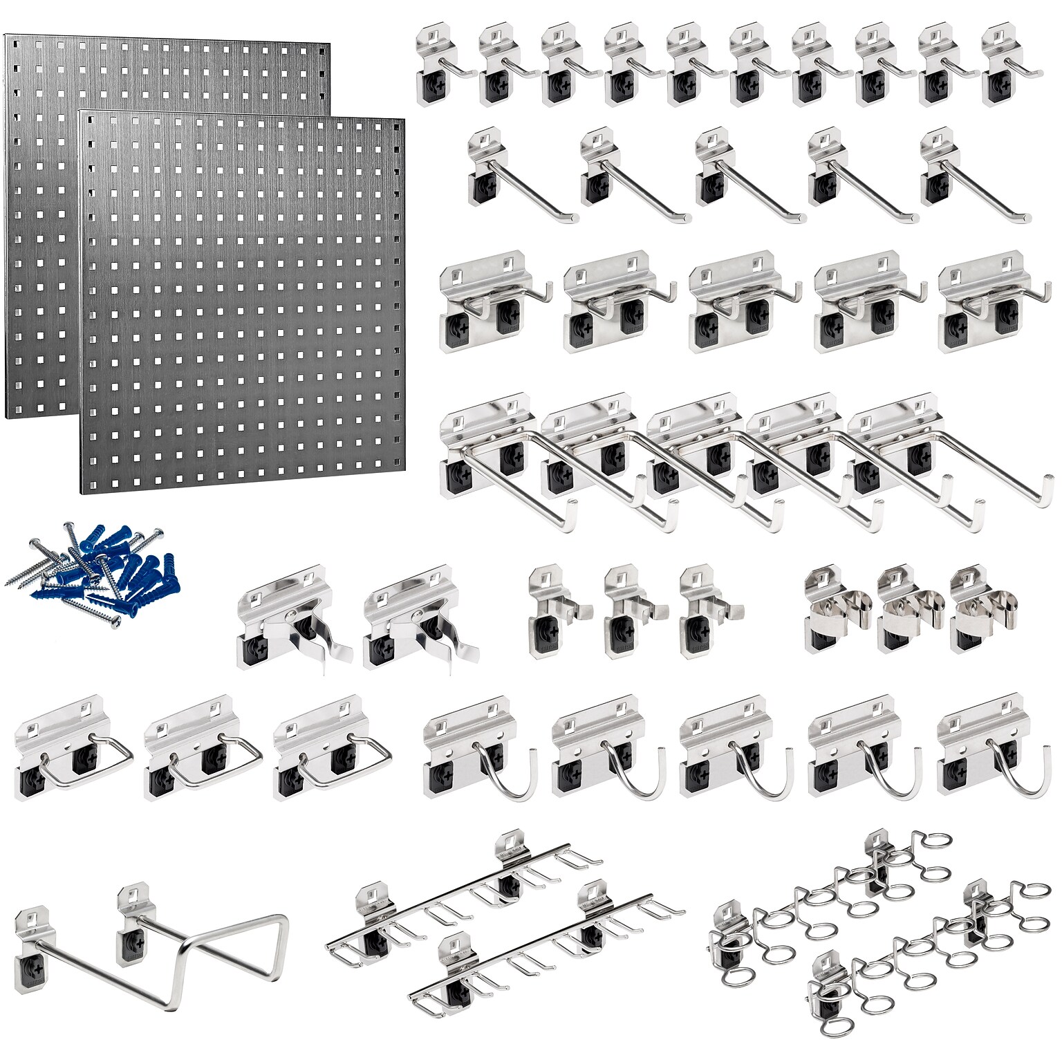 Triton Products LocBoard Stainless Steel Pegboards with 46 pc. LocHook Assortment (LB1-SKit)