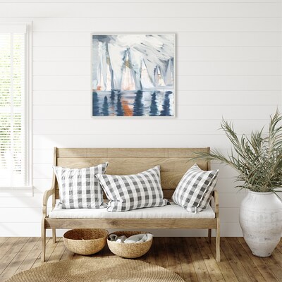Amanti Art Sailboats In The Mist II by Dan Meneely Framed Canvas Wall Art Print, 30" x 30" (A42678299988)