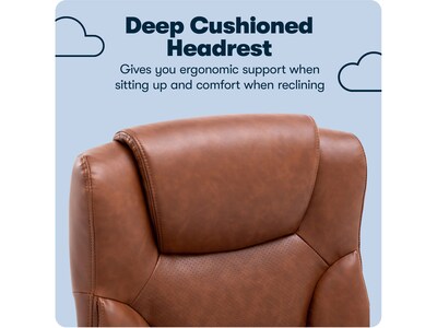 Serta Hannah II Ergonomic Bonded Leather Swivel Executive Chair, Cognac (43672H)