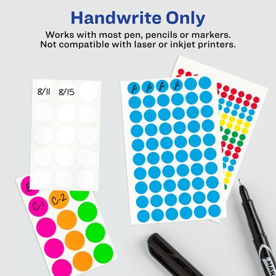 Avery Hand Written Color Coding Labels, 0.5"Dia., Light Blue, 60/Sheet, 14 Sheets/Pack (5050)