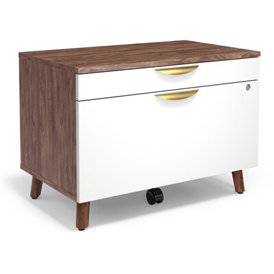 Union & Scale™ MidMod 2-Drawer Mobile Lateral File Cabinet, Letter/Legal, Lockable, 21.1H x 29.4W x 18.8D, White/Espresso