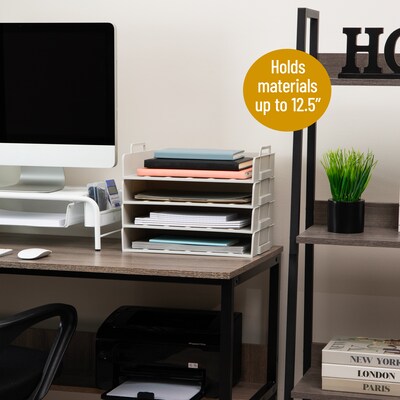 Mind Reader Plastic Side Loading Stackable Letter Tray, Letter Size, Beige, 4 Pieces (DANSTACK4-BEI)